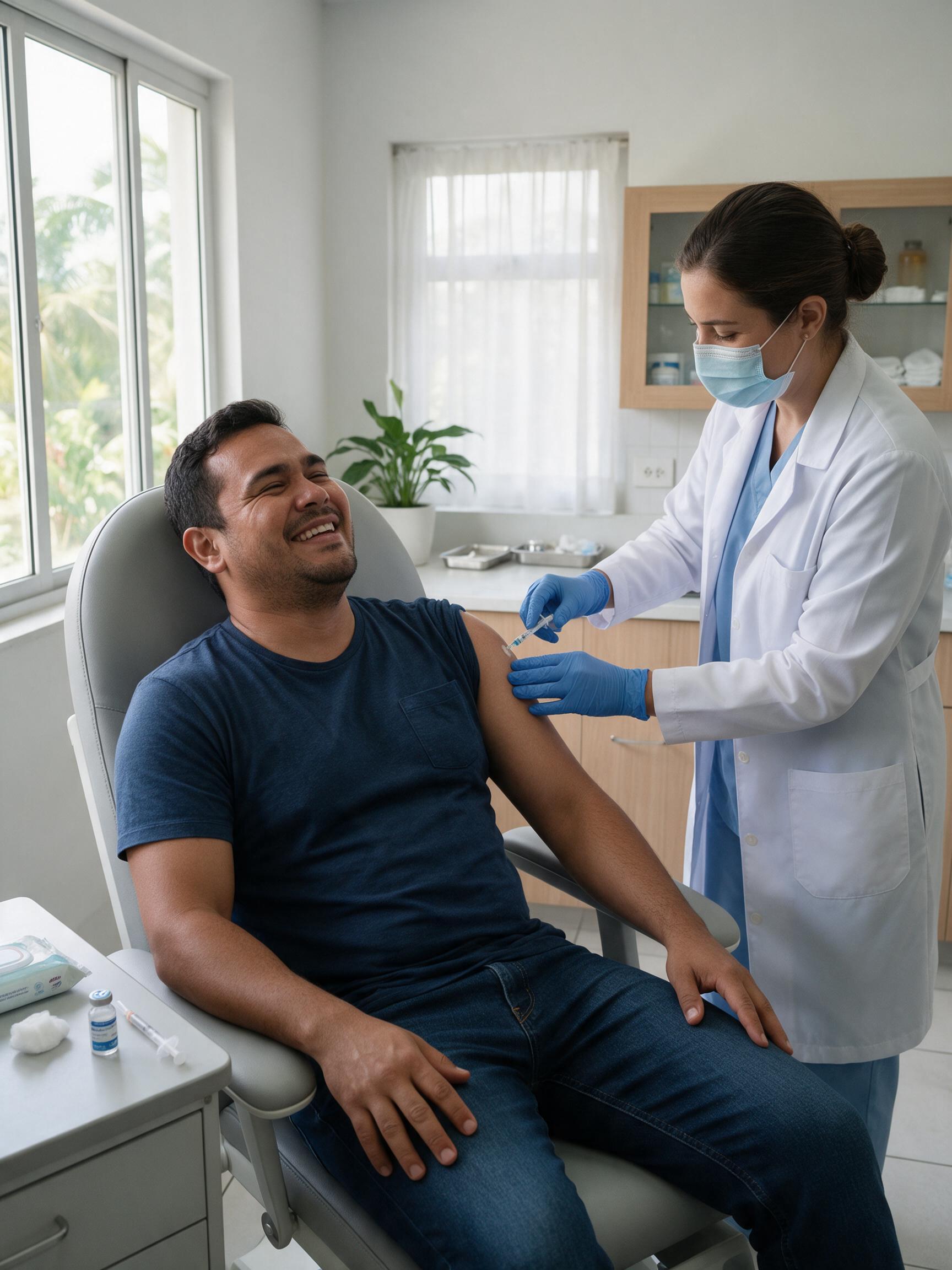 Homem recebendo a vacina do HPV